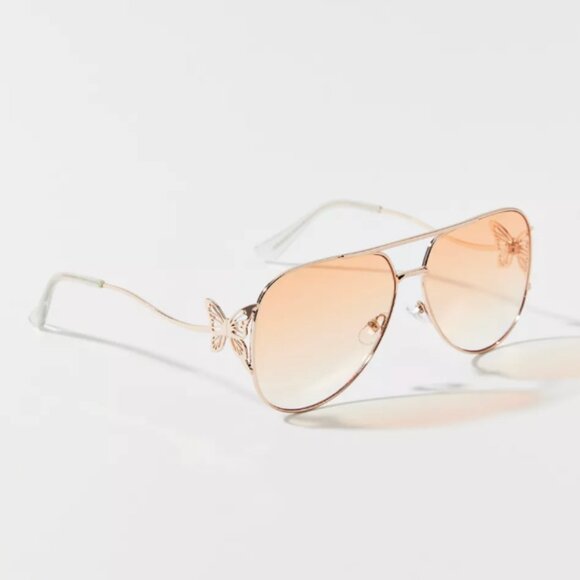 Urban Outfitters Accessories - NWT New Goldie Butterfly Metal Aviator Sunglasses Shades Women's One Size Gold